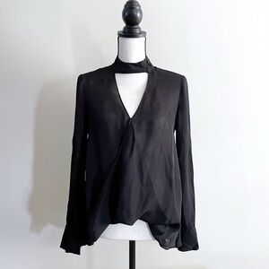 Derek Lam 10 Crosby Silk Choker Blouse Size 4 Black Women’s Designer Top